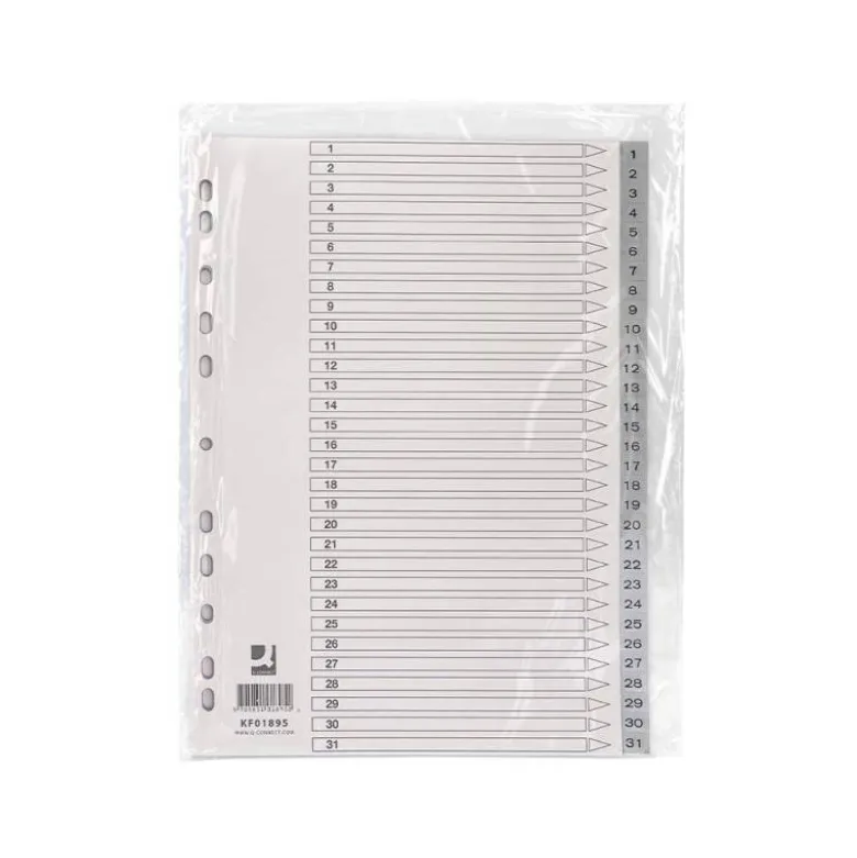Separadores de plastico Q-Connect numericos multitaladro Din A4