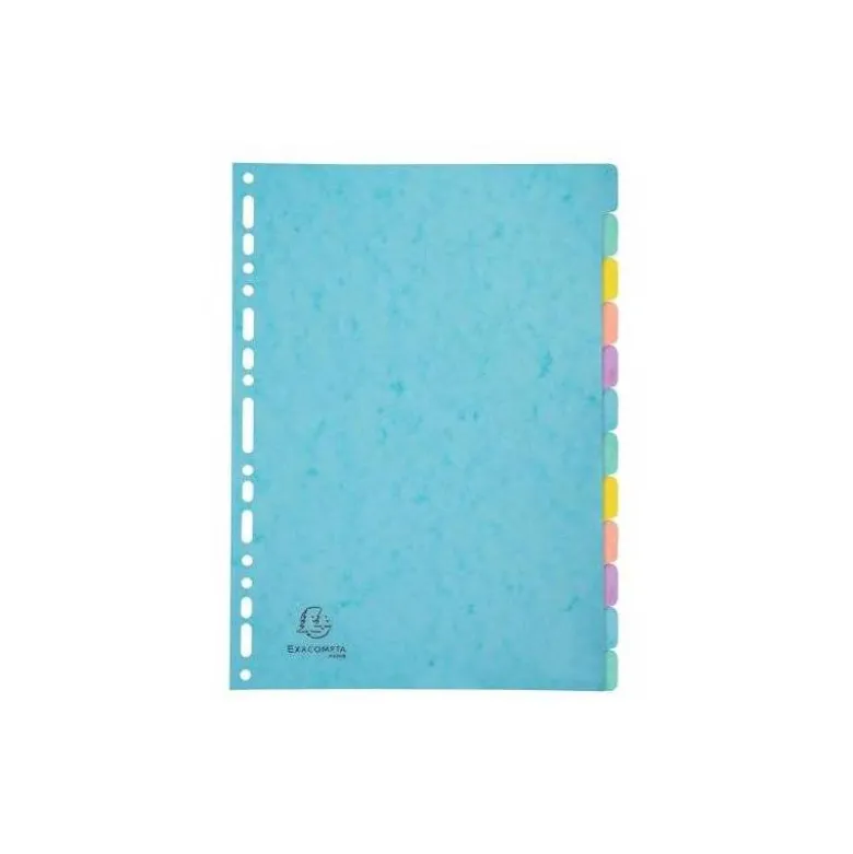 SEPARADOR EXACOMPTA AQUAREL CARTULINA LUSTRADA JUEGO DE 12 SEPARADORES DIN A4 COLORES PASTEL
