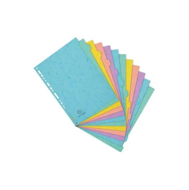 SEPARADOR EXACOMPTA AQUAREL CARTULINA LUSTRADA JUEGO DE 12 SEPARADORES DIN A4 COLORES PASTEL