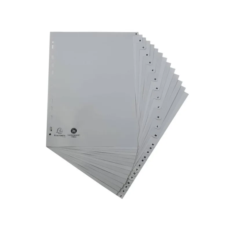 SEPARADOR EXACOMPTA CARTULINA BLANCA A-Z JUEGO DE 20 SEPARADORES DIN A4 11 TALADROS