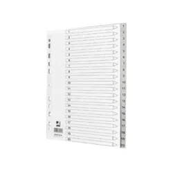 SEPARADOR NUMERICO MARCA Q-CONNECT PLASTICO 1-20 JUEGO DE 20 SEPARADORES DIN A4 MULTITALADRO
