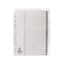 SEPARADOR NUMERICO MARCA Q-CONNECT PLASTICO 1-20 JUEGO DE 20 SEPARADORES DIN A4 MULTITALADRO