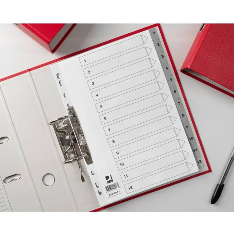 SEPARADOR NUMERICO Q-CONNECT PLASTICO 1-12 JUEGO DE 12 SEPARADORES DIN A4 MULTITALADRO