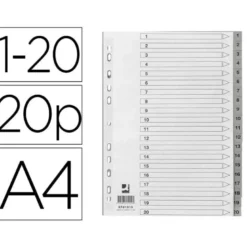 Separador Q-Connect Numerico 1-20 A4 multitaladro