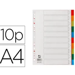 SEPARADOR Q-CONNECT PLASTICO JUEGO DE 10 SEPARADORES DIN A4 MULTITALADRO