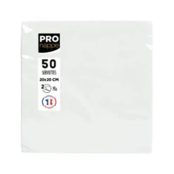 SERVILLETA PRONAPPE CELULOSA MICRO GROFADA 20X20 CM 2 CAPAS COLOR BLANCO PAQUETE DE 50 UNIDADES