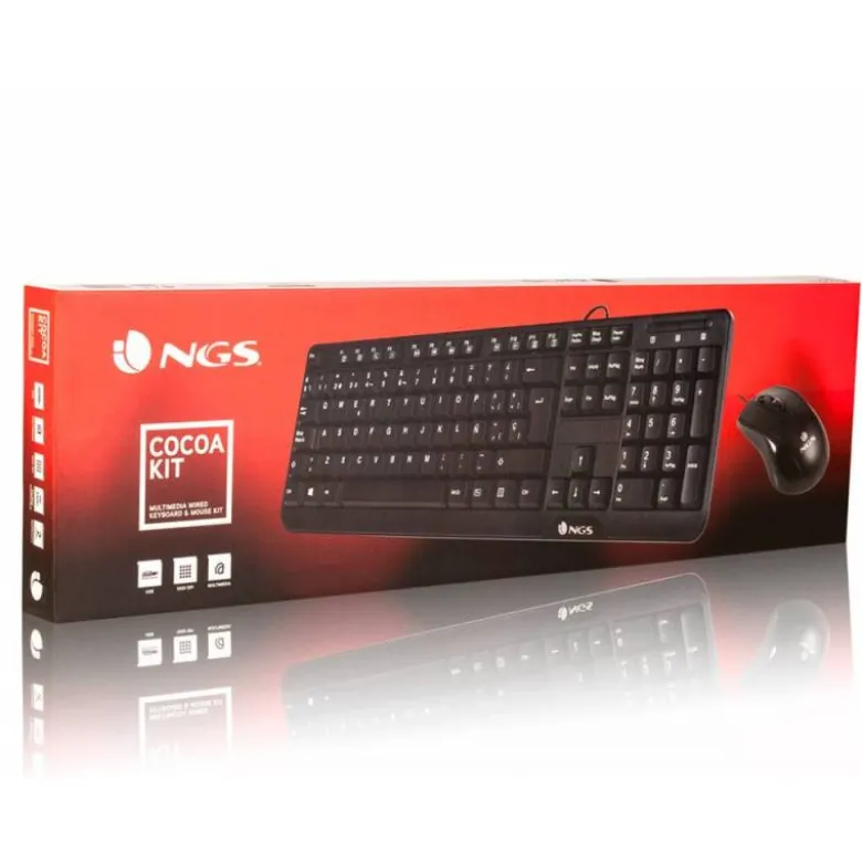 SET TECLADO Y RATON CON CABLE NGS COCOA USB COLOR NEGRO