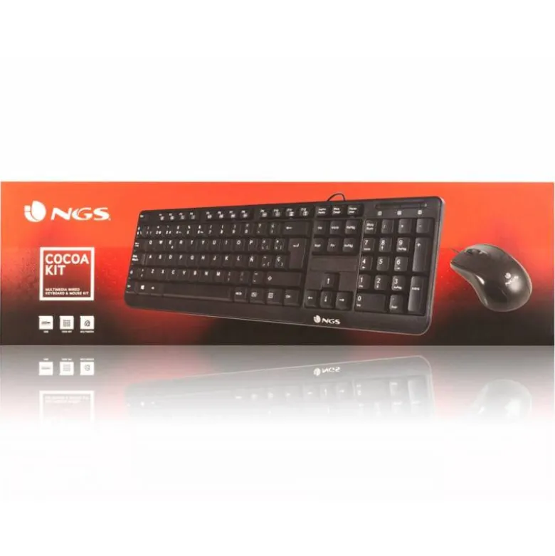 SET TECLADO Y RATON CON CABLE NGS COCOA USB COLOR NEGRO