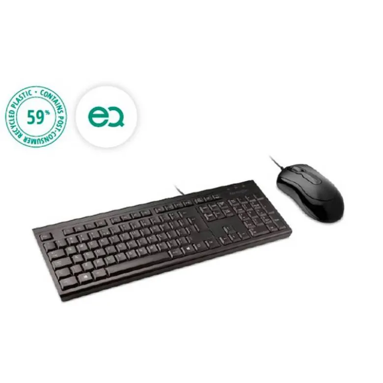 SET TECLADO Y RATON KENSINGTON KM100 EQ ECOLOGICO CON CABLE COLOR NEGRO