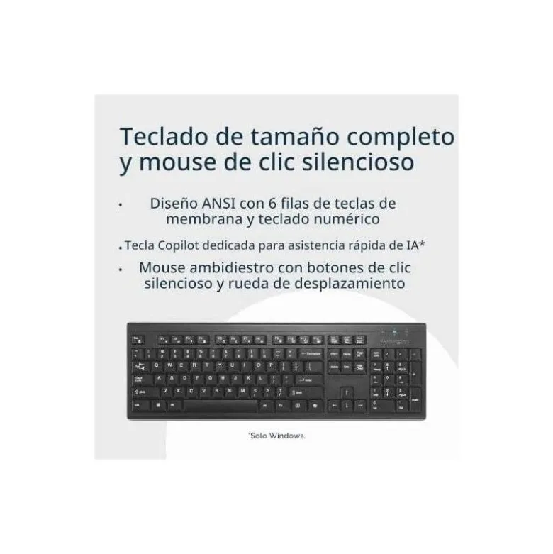 SET TECLADO Y RATON KENSINGTON KM270 EQ ECOLOGICO INALAMBRICO COLOR NEGRO
