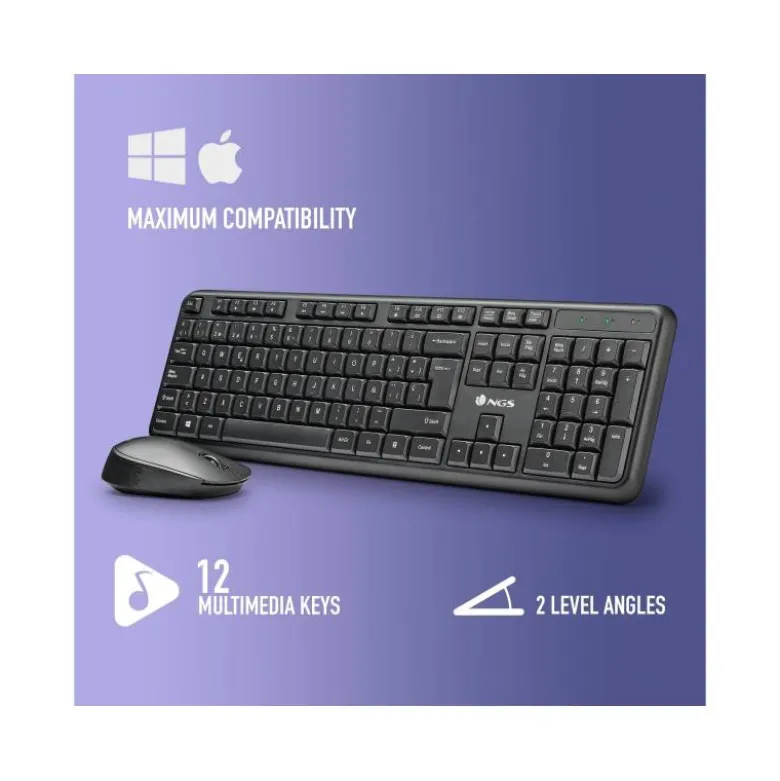 SET TECLADO Y RATON NGS ALLURE MULTIMEDIA INALAMBRICO USB NANO 2,4 GHZ COLOR NEGRO