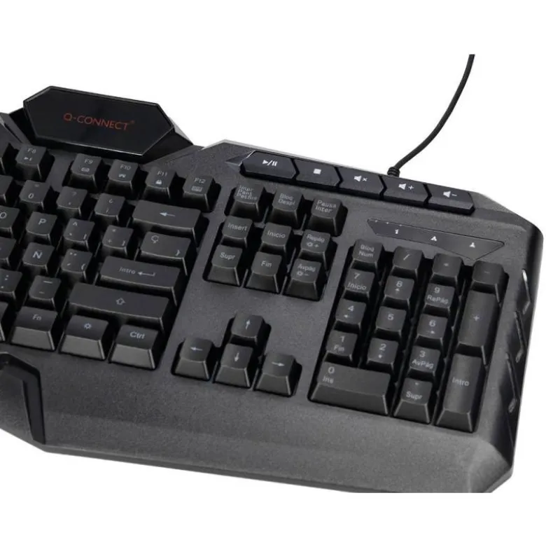 SET TECLADO Y RATON Q-CONNECT GAMING CON CABLE E ILUMINACION LED COLOR NEGRO