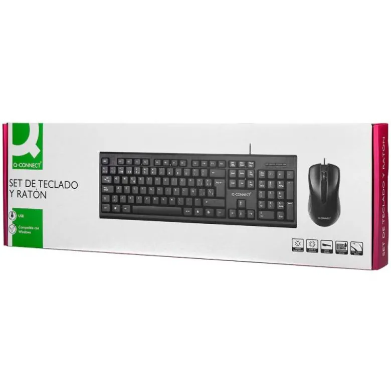 SET TECLADO Y RATON Q-CONNECT CON CABLE COLOR NEGRO