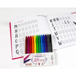 SET DE DIBUJO ALPINO INICIACION AL LETTERING 12 ROTULADORES PUNTA FINA Y PUNTA PINCEL COLORES SURTIDOS