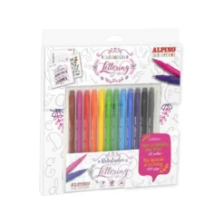 SET DE DIBUJO ALPINO INICIACION AL LETTERING 12 ROTULADORES PUNTA FINA Y PUNTA PINCEL COLORES SURTIDOS