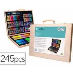 SET DE PINTURA LIDERPAPEL MADERA 245 PIEZAS MALETIN 49X36,6X4,5 CM