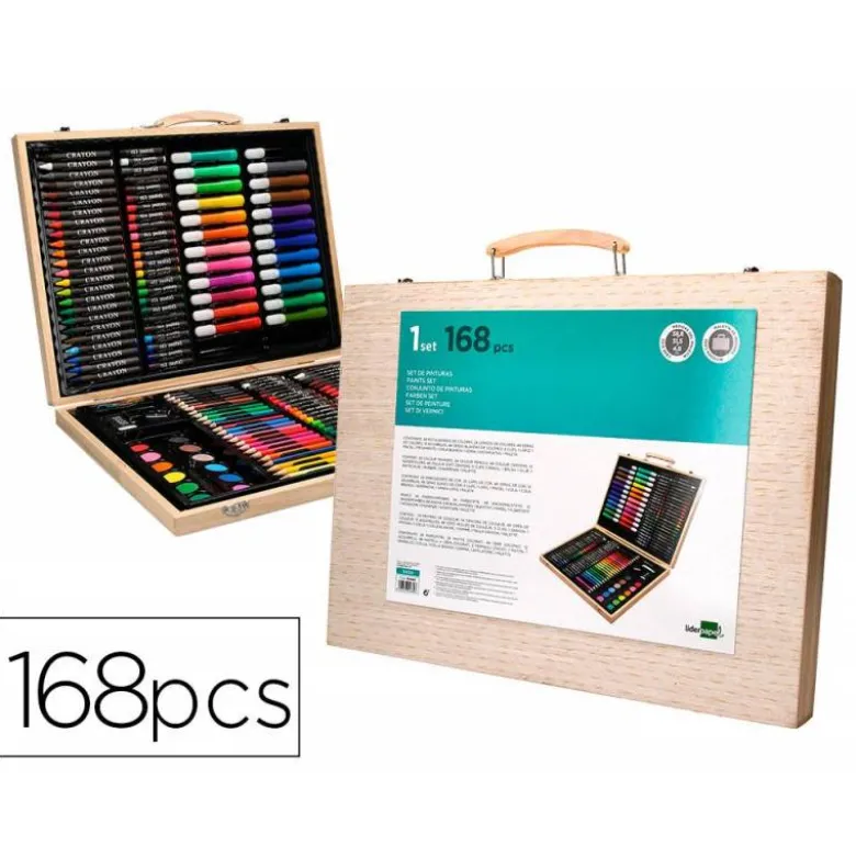 SET DE PINTURA LIDERPAPEL MADERA 168 PIEZAS MALETIN 39,3X30X4,8 CM