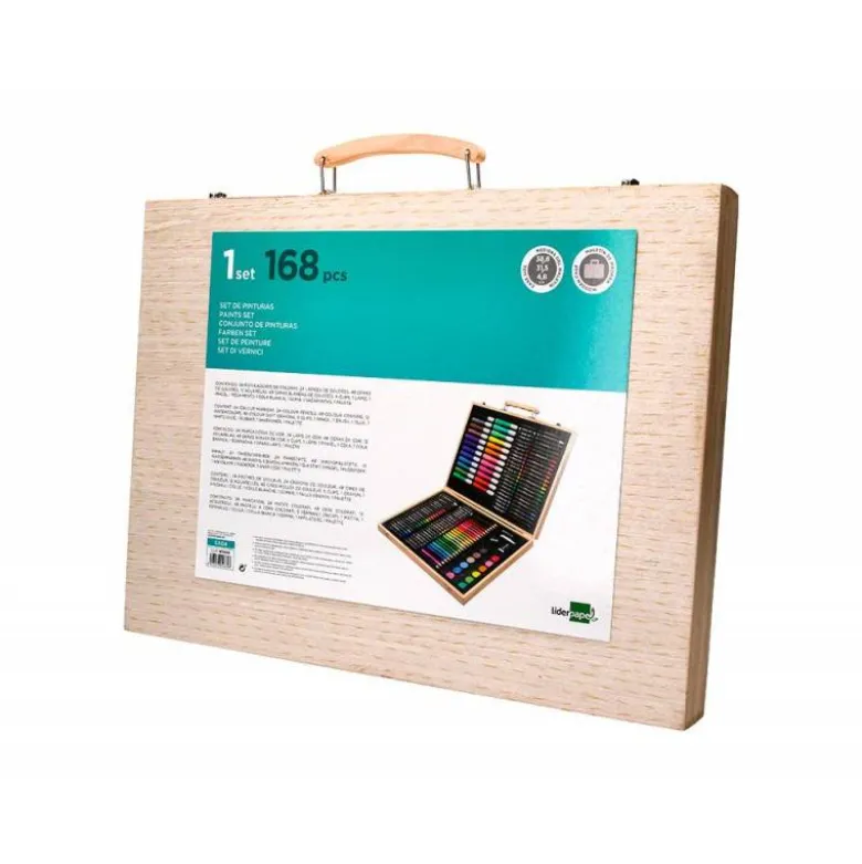 SET DE PINTURA LIDERPAPEL MADERA 168 PIEZAS MALETIN 39,3X30X4,8 CM