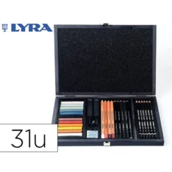 SET DIBUJO LYRA ESTUCHE DE MADERA CON 31 PIEZAS SURTIDAS