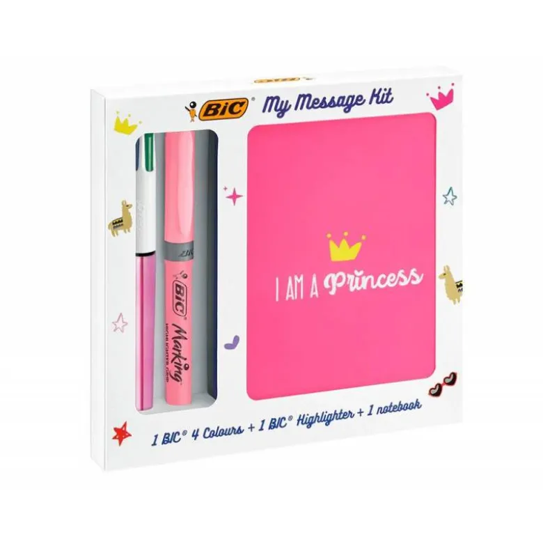 SET ESCRITURA BIC 1 CUATRO COLORES SHINE + 1 FLUORESCENTE GRIP PASTEL + 1 NOTEBOOK