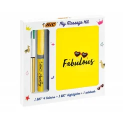 SET ESCRITURA BIC 1 CUATRO COLORES SHINE + 1 FLUORESCENTE GRIP PASTEL + 1 NOTEBOOK