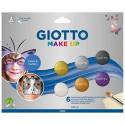 SET GIOTTO MAKE UP PINTURA FACIAL 6 BOTES 5 ML COLORES METALICOS
