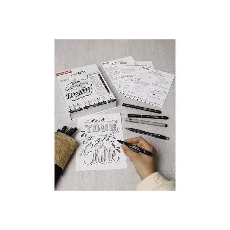 SET INICIACION ROTULADORES UNIBALL PIN LETTERING STARTER N 2 BLISTER DE 8 UNIDADES