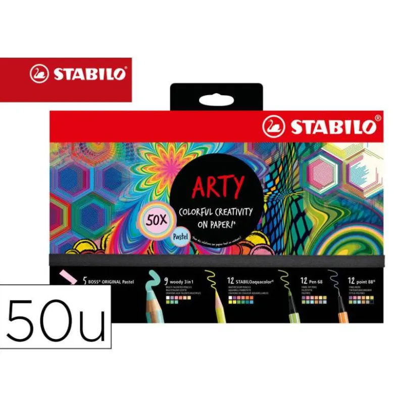 SET STABILO CREATIVO ARTY LINE PASTEL 50 UNIDADES SURTIDAS