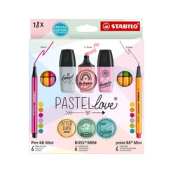 SET STABILO PASTEL LOVE MINI WORLD PEN 68 / POINT 88 / BOSS 18 UNIDADES SURTIDAS