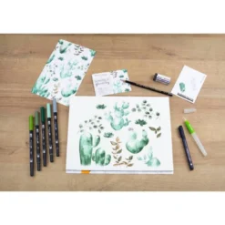 SET WATERCOLORING TOMBOW GREENERY 9 PIEZAS