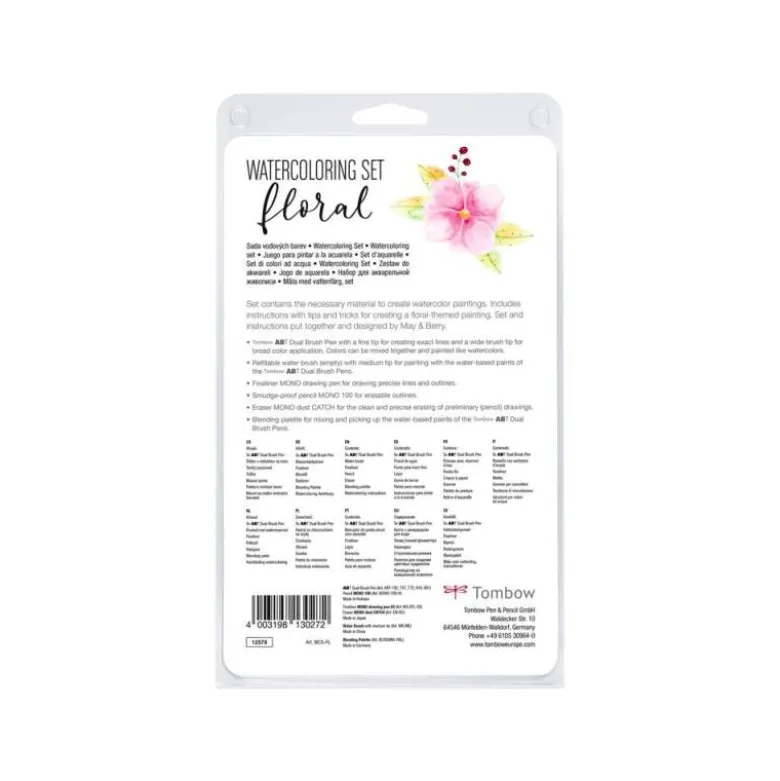 SET WATERCOLORING TOMBOW SET FLORAL 9 PIEZAS