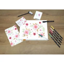 SET WATERCOLORING TOMBOW SET FLORAL 9 PIEZAS