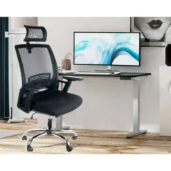 SILLA CON RUEDAS DE DIRECCION Q-CONNECT ERGONOMICA BASE METAL RESPALDO ALTO CON REPOSACABEZA AJUSTABLE