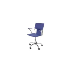 Silla giratoria pyc respaldo medio regulable en altura similpiel azul 860+90x480x440 mm