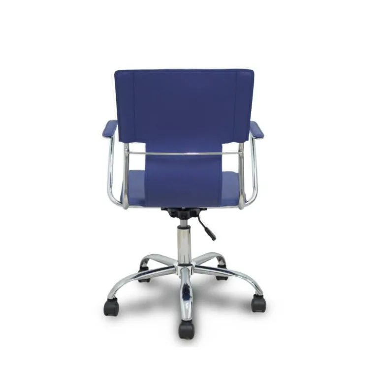 Silla giratoria pyc respaldo medio regulable en altura similpiel azul 860+90x480x440 mm
