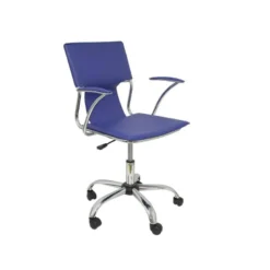Silla giratoria pyc respaldo medio regulable en altura similpiel azul 860+90x480x440 mm