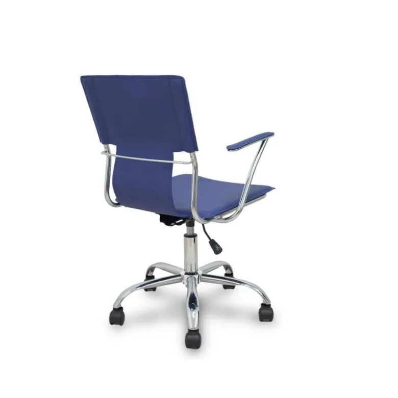 Silla giratoria pyc respaldo medio regulable en altura similpiel azul 860+90x480x440 mm