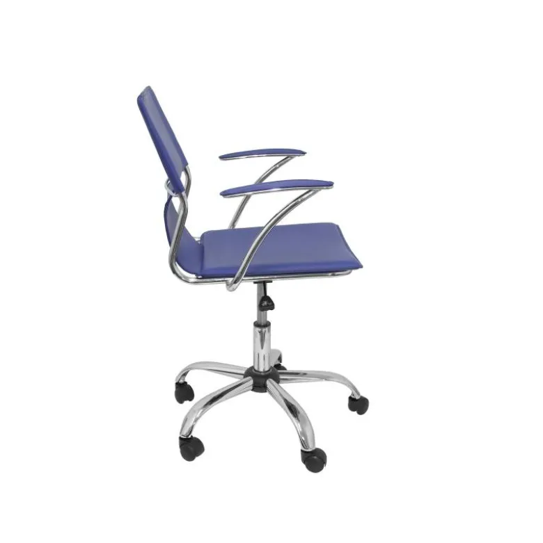 Silla giratoria pyc respaldo medio regulable en altura similpiel azul 860+90x480x440 mm