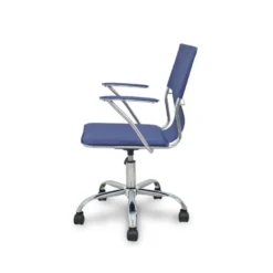 Silla giratoria pyc respaldo medio regulable en altura similpiel azul 860+90x480x440 mm