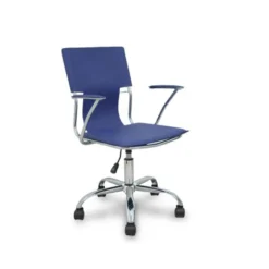 Silla giratoria pyc respaldo medio regulable en altura similpiel azul 860+90x480x440 mm