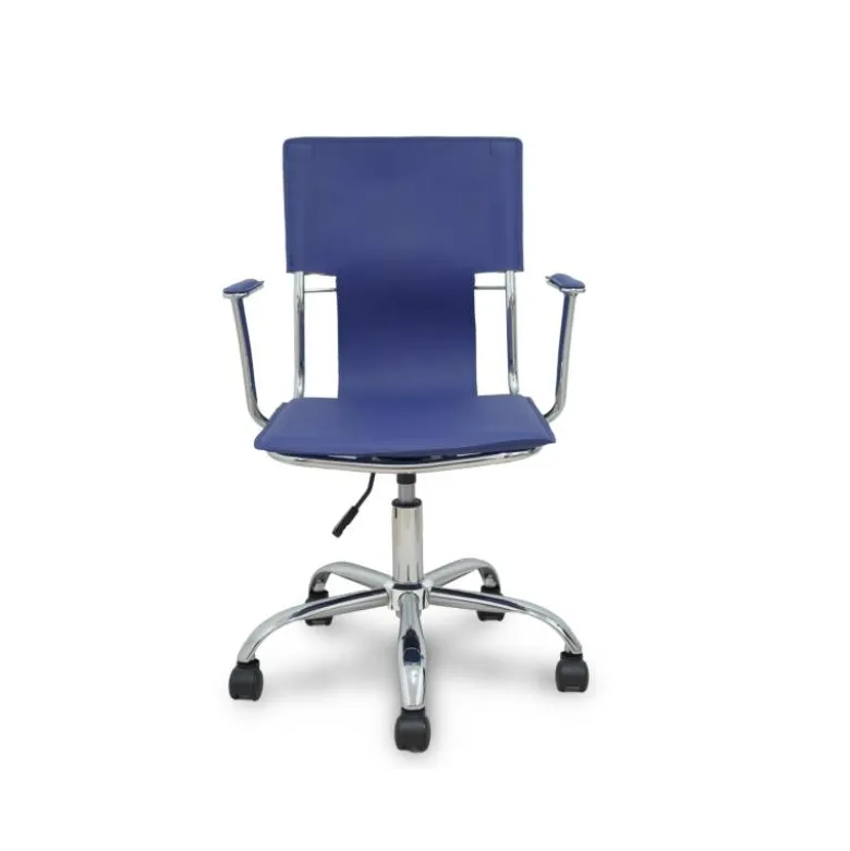 Silla giratoria pyc respaldo medio regulable en altura similpiel azul 860+90x480x440 mm