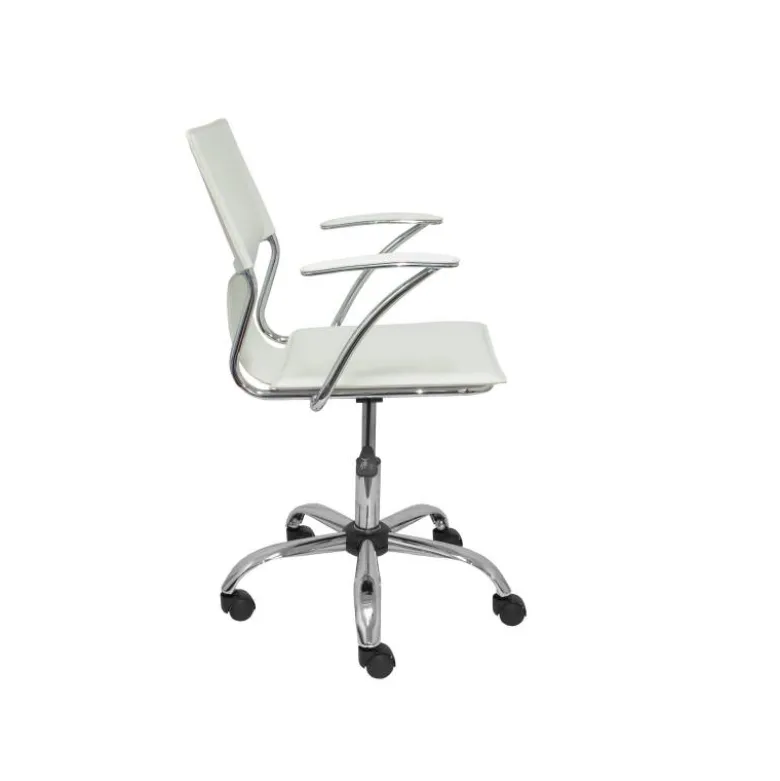 Silla giratoria pyc respaldo medio regulable en altura similpiel blanca 860+90x480x440 mm