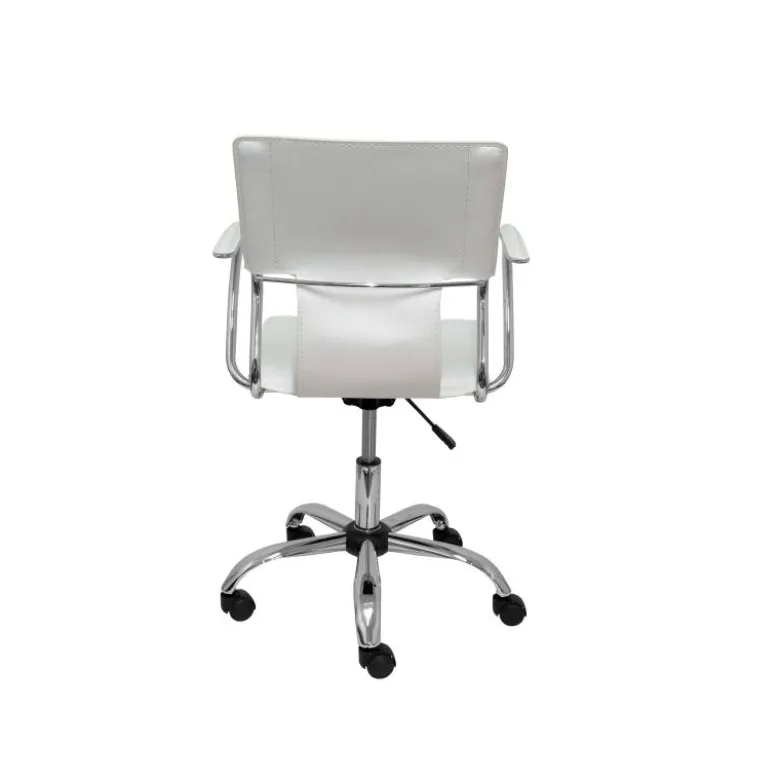 Silla giratoria pyc respaldo medio regulable en altura similpiel blanca 860+90x480x440 mm