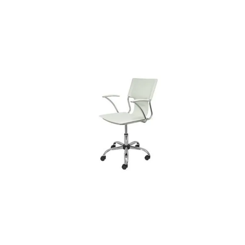 Silla giratoria pyc respaldo medio regulable en altura similpiel blanca 860+90x480x440 mm