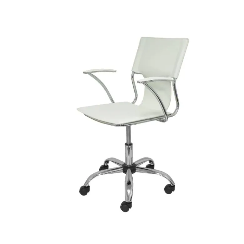 Silla giratoria pyc respaldo medio regulable en altura similpiel blanca 860+90x480x440 mm
