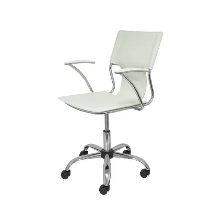Silla giratoria pyc respaldo medio regulable en altura similpiel blanca 860+90x480x440 mm
