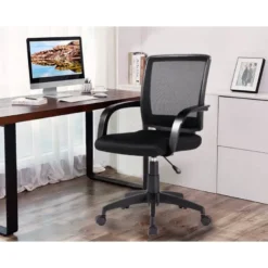 SILLA GIRATORIA Q-CONNECT CON RUEDAS Y RESPALDO MEDIO REGULABLE EN ALTURA 900+100X560X570 MM COLOR NEGRO