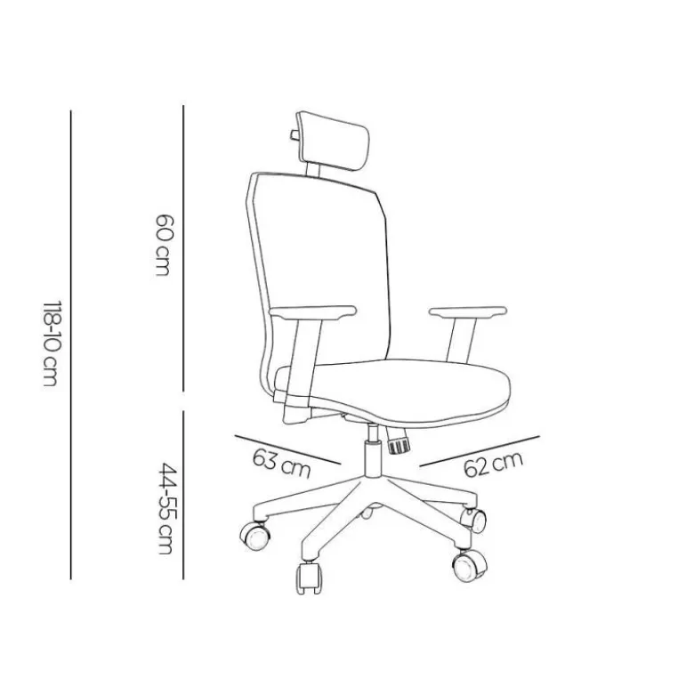 SILLA GIRATORIA Q-CONNECT ERGONOMICA RESPALDO ALTO Y REPOSACABEZA AJUSTABLE EN ALTURA 1180+100X630X625 MM
