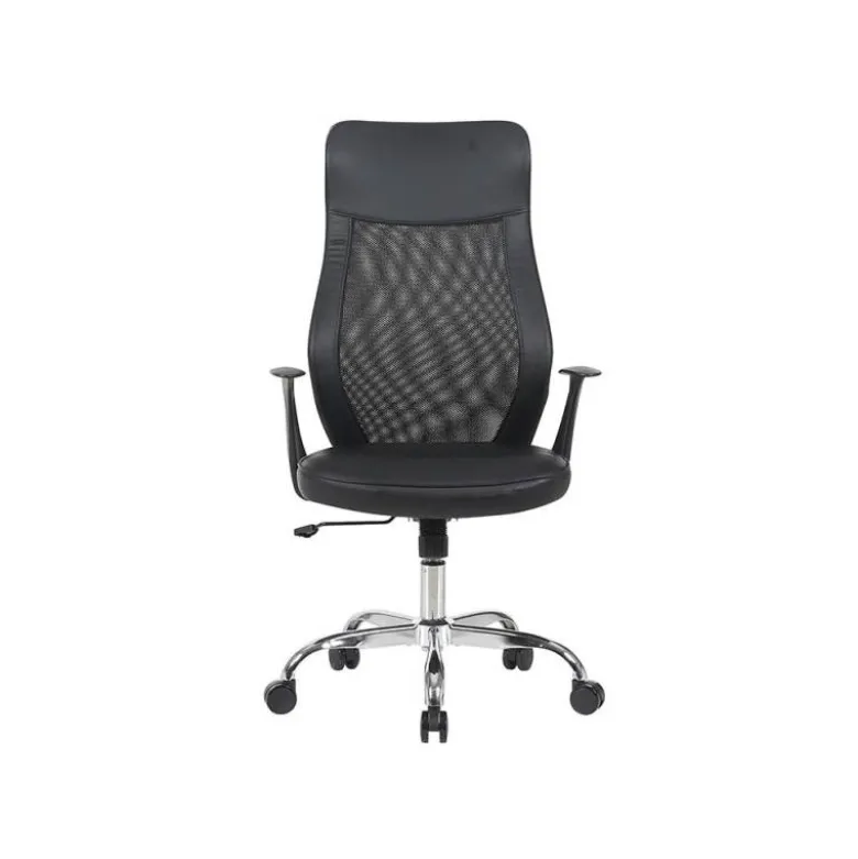 SILLA Q-CONNECT DIRECCION BERGAMO MALLA/SIMILPIEL ALT MAX 1210MM ANCH 520MM PROF 480MM RUEDAS PREMIUM NEGRO
