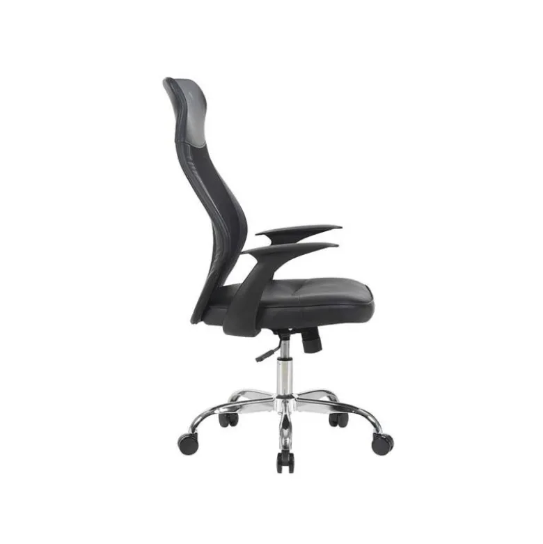 SILLA Q-CONNECT DIRECCION BERGAMO MALLA/SIMILPIEL ALT MAX 1210MM ANCH 520MM PROF 480MM RUEDAS PREMIUM NEGRO